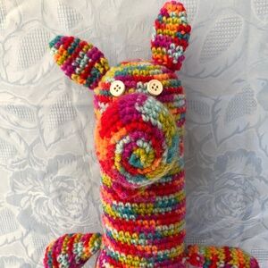 Multicolored Handknit Stuffed Animal